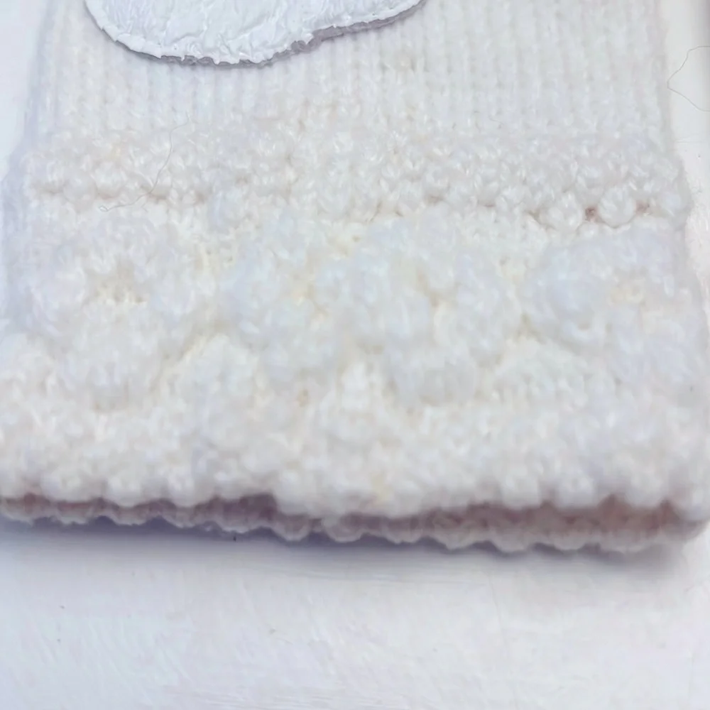 Vintage Women’s Knit Gloves with Vegan Leather Palms NOS